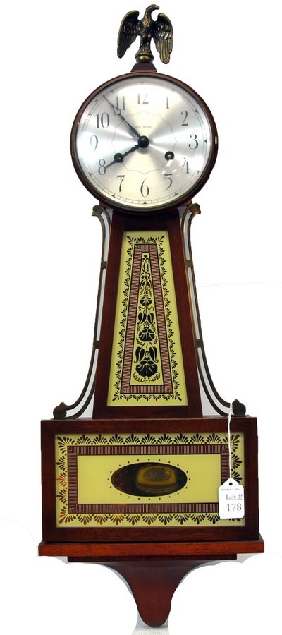 Seth Thomas Banjo Wall Clock: circa late 40s with the clear window to allow pendulum to be seen.