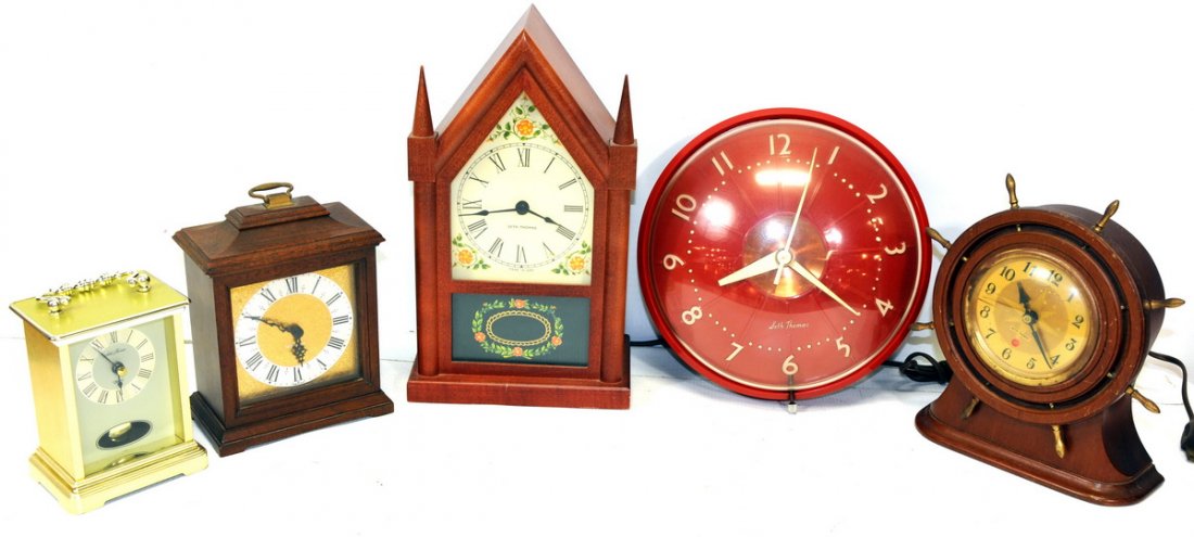 Seth Thomas Art Deco clocks: Includes wall and desk clocks circa 50s and 60s. Some of the electric cords have been cut.