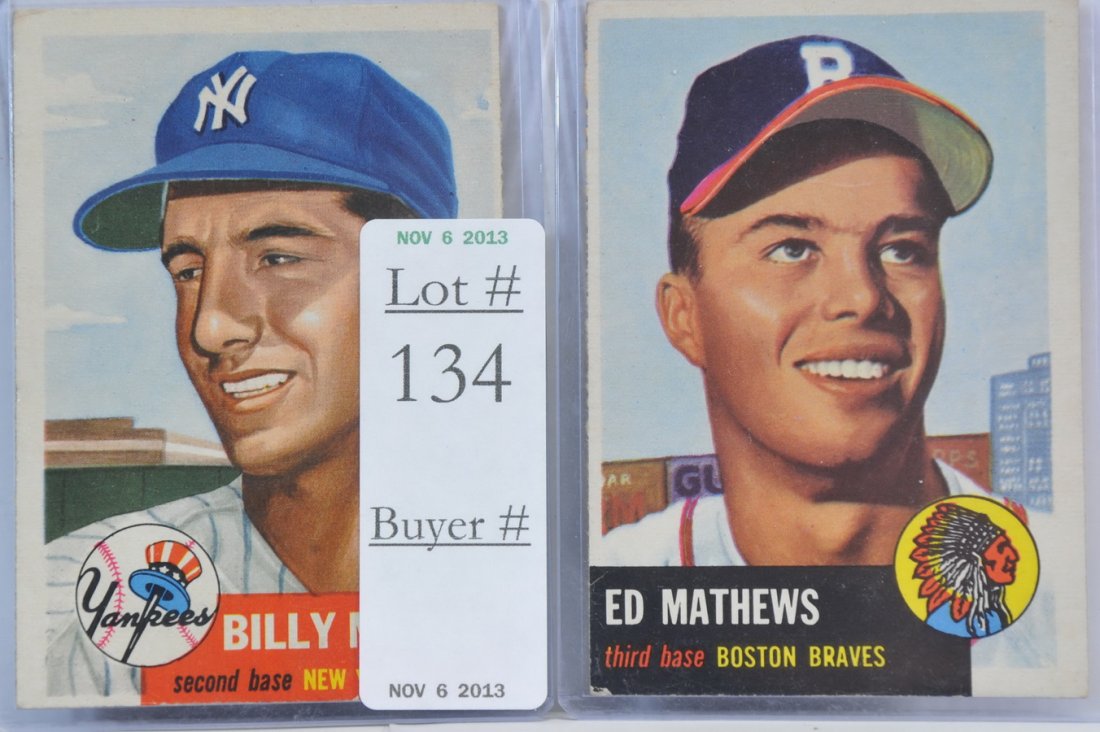 Two 1953 Topps Billy Martin/Ed Mathews: Two 1953 Topps Billy Martin/Ed Mathews