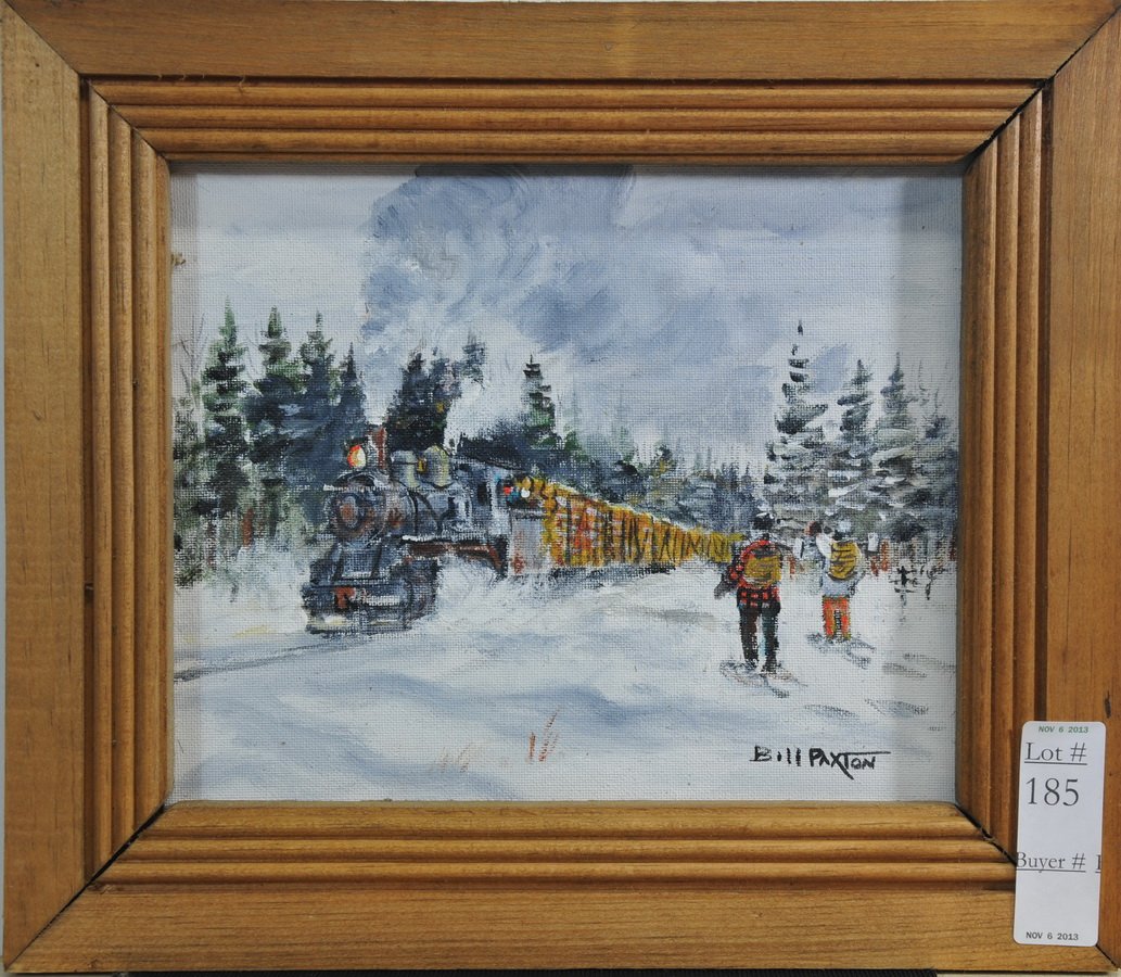 Oil on Board by Bill Paxton: Oil Painting "Eagle Lake Logging" by Bill Paxton 10x7