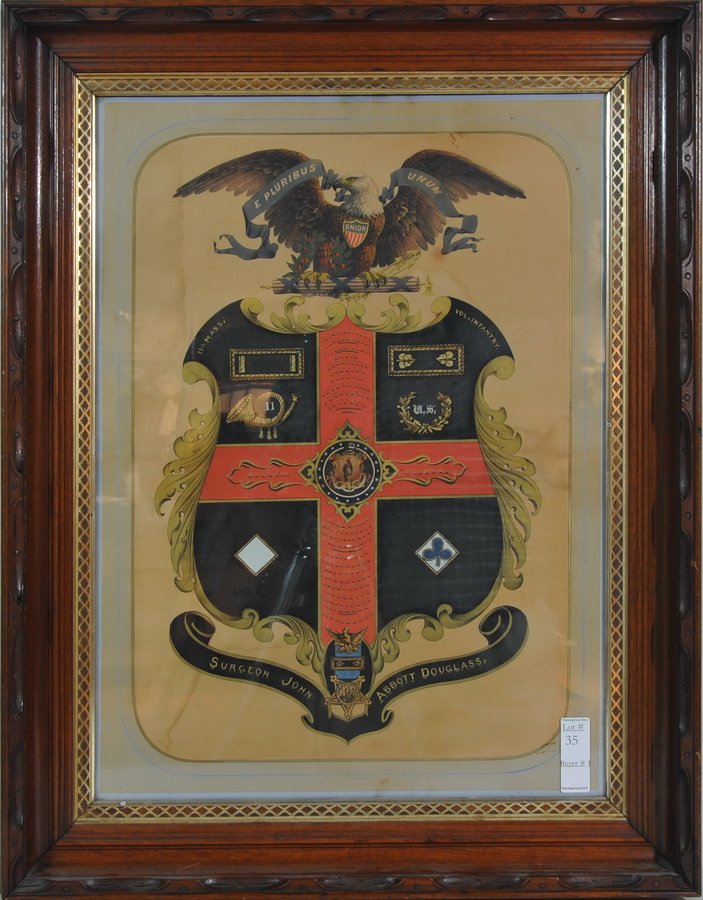 Civil War Coat of Arms for a surgeon: Describing his battles and service of John Abbott Douglas for the army of the Potomac 25x18