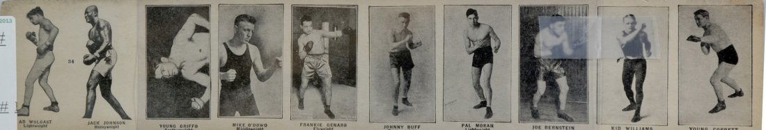 1920's Boxing Strip Card Uncut Jack Johnson: 1920's Boxing Strip Card Uncut Jack Johnson