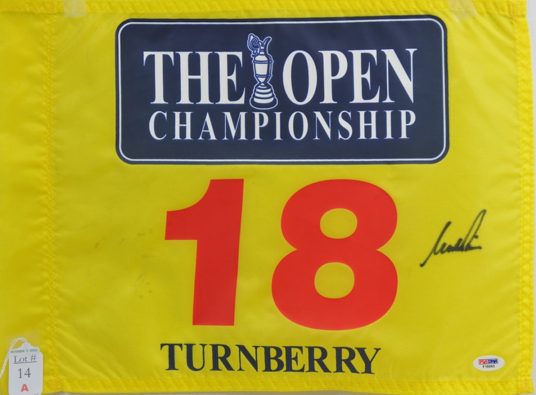 Turnberry Pin Flag: signed by Nick Price with PSA DNA COA.