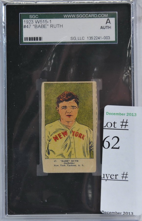 1923 W515-1 Babe Ruth Card: Authenticated by SGC