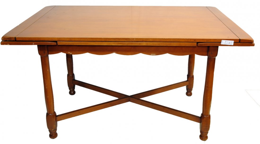 1940's Maple Dining Set: includes dining table 34 x 29 x 78, six chairs, plate rack 34 x 40 x 11, and 2 low buffets 28 x 17 x 34.
