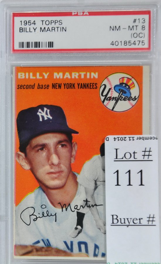 1954 Topps Billy Martin PSA 8: 1954 Topps Billy Martin PSA 8