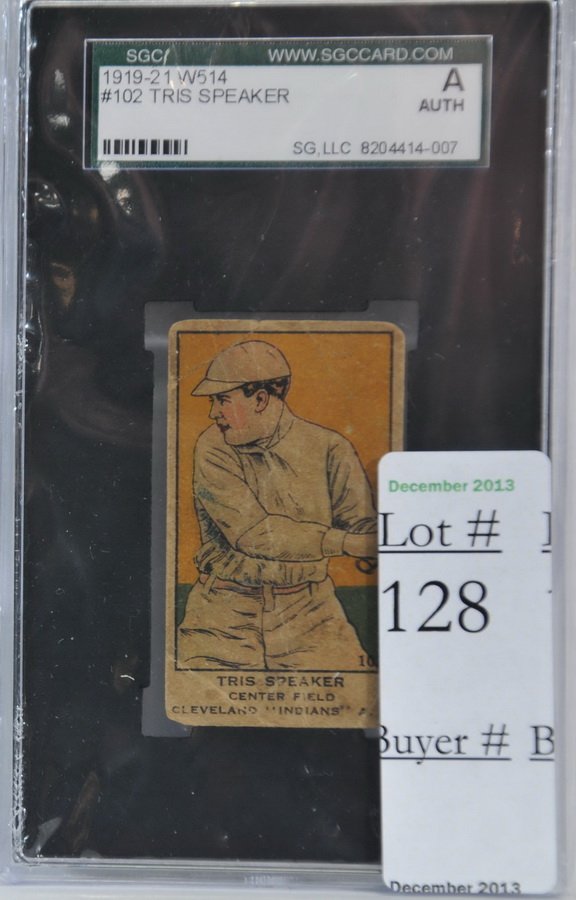 1919 W514 Tris Speaker Card: Authenticated by SGC