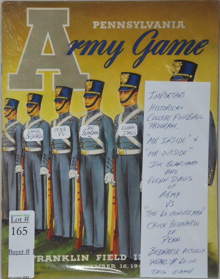 Important College Football Program: Doc Blanchard and Gene Davis of ARMY versus Chuck Bednarik of Penn 1946