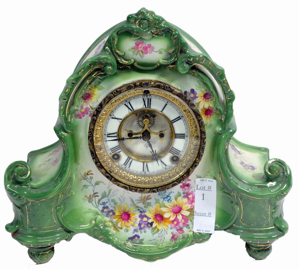 Ansonia Porcelain Shelf Clock: Ansonia Porcelain Shelf Clock