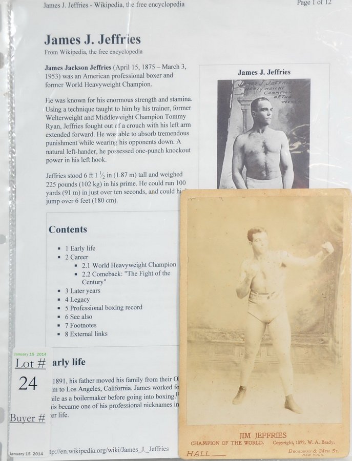 19th Century Cabinet Card Boxer James Jeffries: 4x6