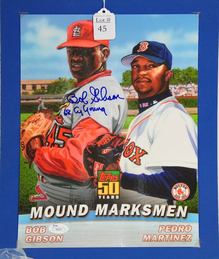 Bob Gibson signed artwork JSA COA: Bob Gibson signed artwork JSA COA