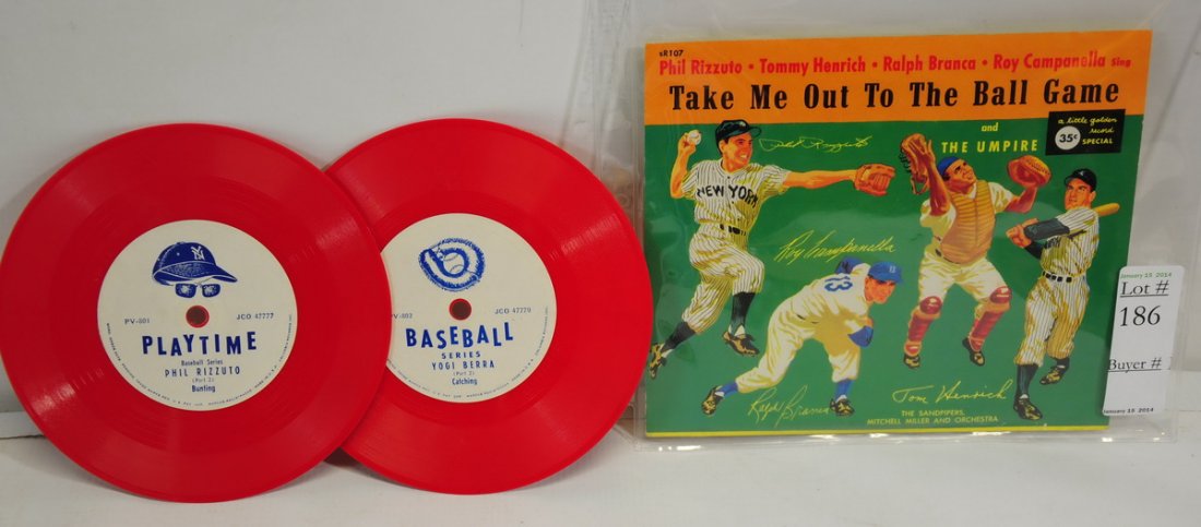 Pair of baseball 45RPM Records: "Play Ball" Yogi Berra/Phil Rizzuto and Take me out to the ball game