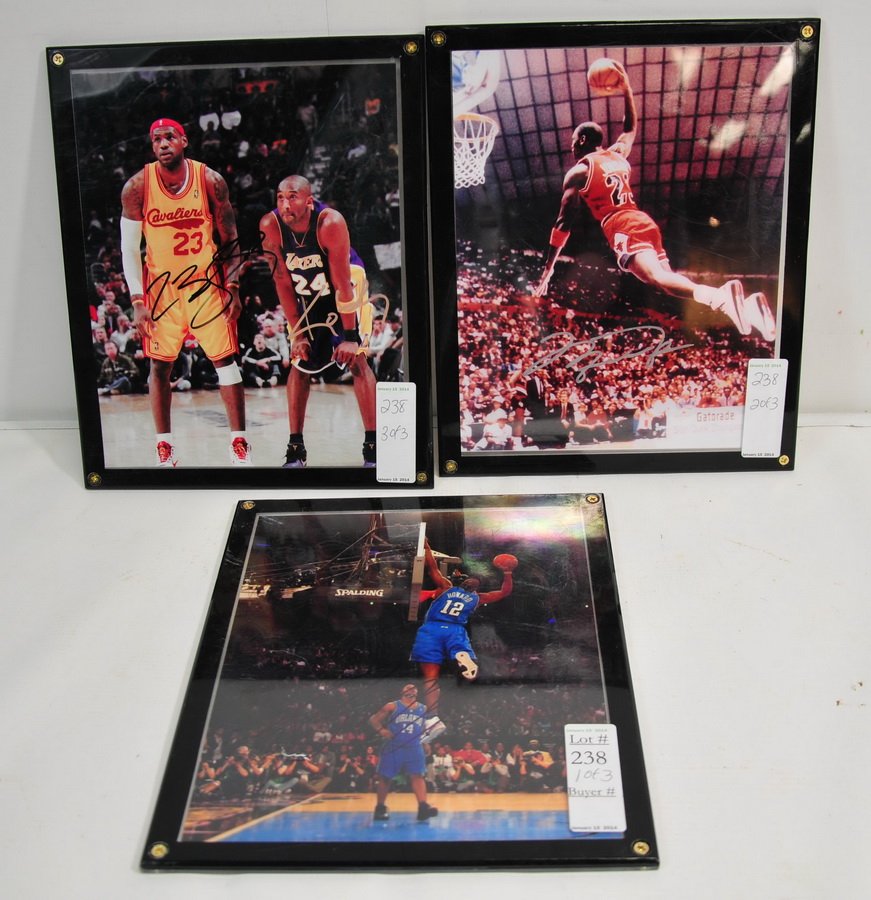 Three Autographed Photos: Michael Jordan, Lebron James and Kobe Bryant and Dwight Howard