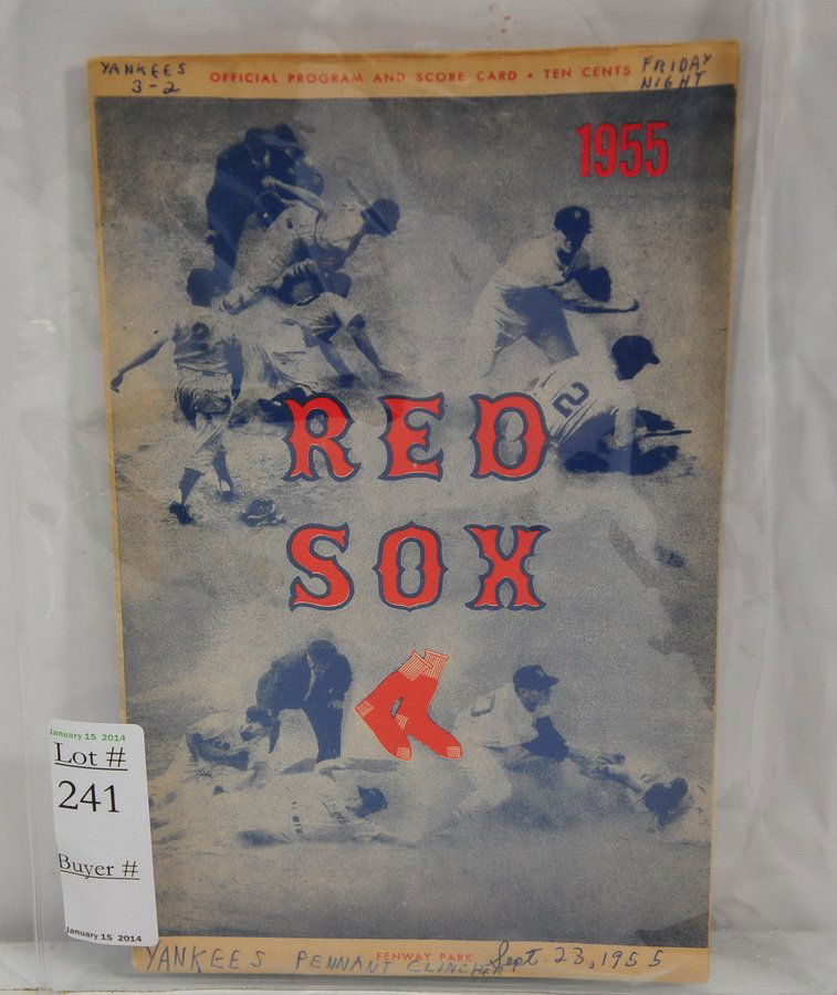 1955 NY Yankees Pennant Clincher Red Sox: Scorecard