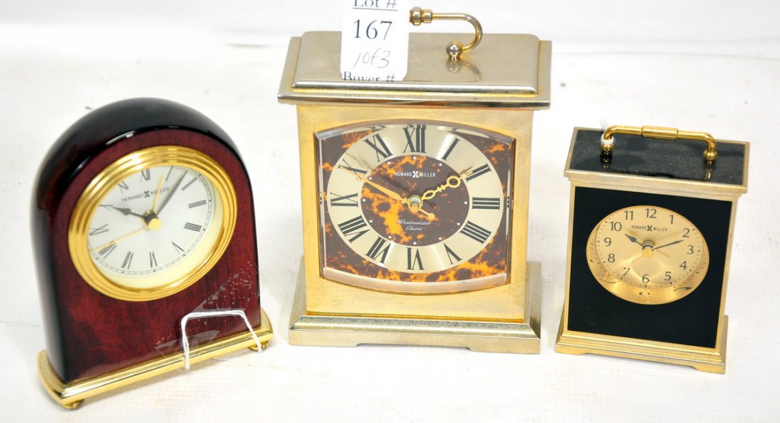 Three Small Howard Miller Vintage Clocks: Three Small Howard Miller Vintage Clocks