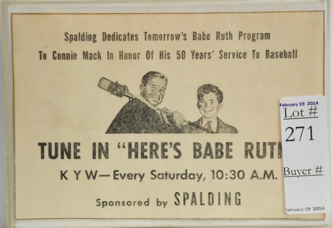 Babe Ruth radio Broadcast Ad: Babe Ruth radio Broadcast Ad