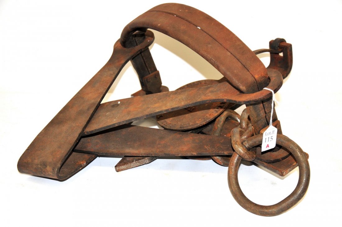 Cast Iron Bear Trap: No. 6 cast iron bear trap by American Fur and Trade Company.
