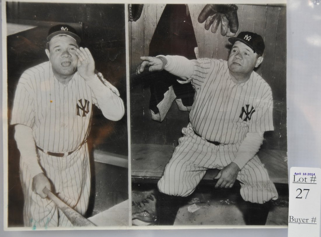 1940's Babe Ruth Newswire Photo.: 1940's Babe Ruth Newswire Photo.