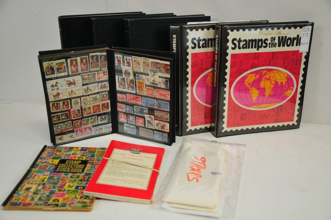 Stamp Album Collection to: include; World and US 1930's to early 1990. Two binders and 4 books stamps from Iran, China, Iraq, Syria, etc. First Day Covers used by pharmaceutical industry to promote new medications (1960's) incl