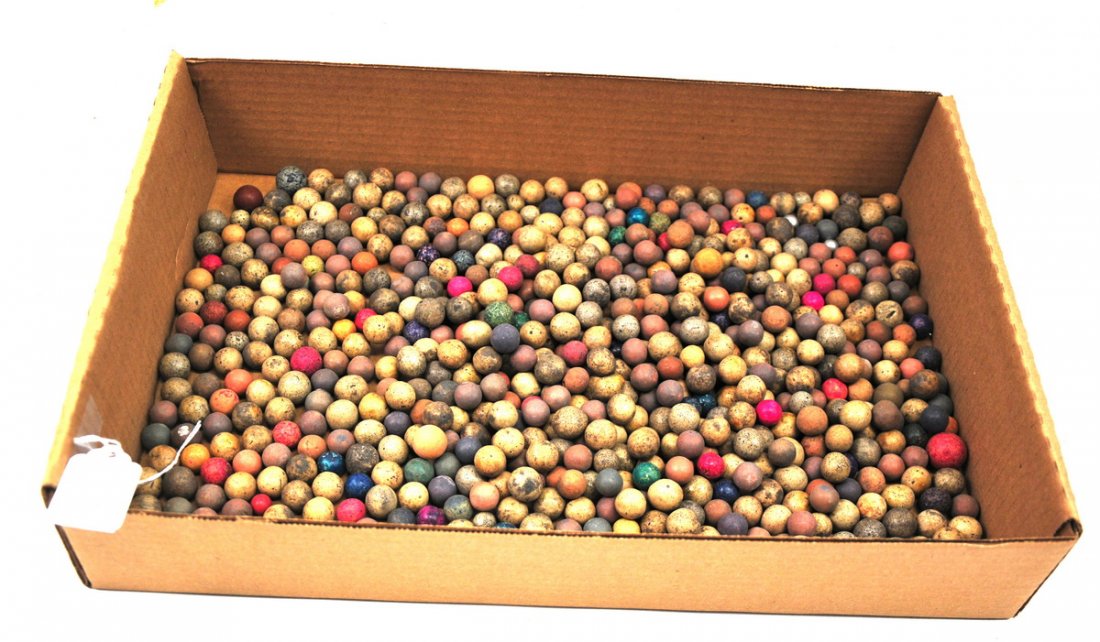 Lot of Antique Hand Made Clay Marbles: Approx. 500 clay marbles; weighs 5.2 lbs.