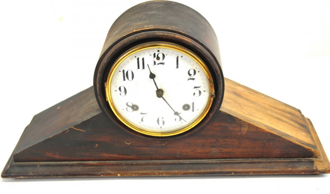 Lot of 3 Estate Clocks: To include an Ansonia wooden mantle clock, a Waterbury wooden mantle clock, and an Ansonia clock encased in heart shaped marble.