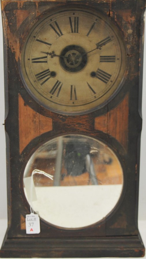 21" Early Wall Clock with Brass Works: 21" Early Wall Clock with Brass Works