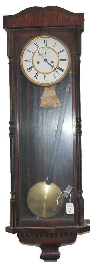 40" Wall Clock in Mahogany Case w/ Brass Works: 40" Wall Clock in Mahogany Case w/ Brass Works
