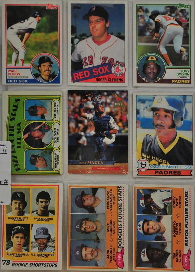 9 1970's and 1980's Rookie Cards: Wade Boggs, Paul Molitor, Roger Clemens, Tony Gwynn, Carlton Fisk, Mike Piazza, Ozzie Smith, Alan Trammell, Mike Scioscia, Tim Raines and more
