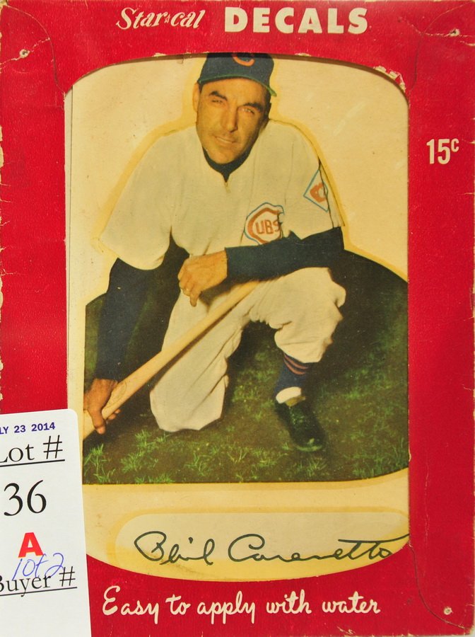 Two 1950's Star Player decal Bob Feller: and Phil Cavaretta