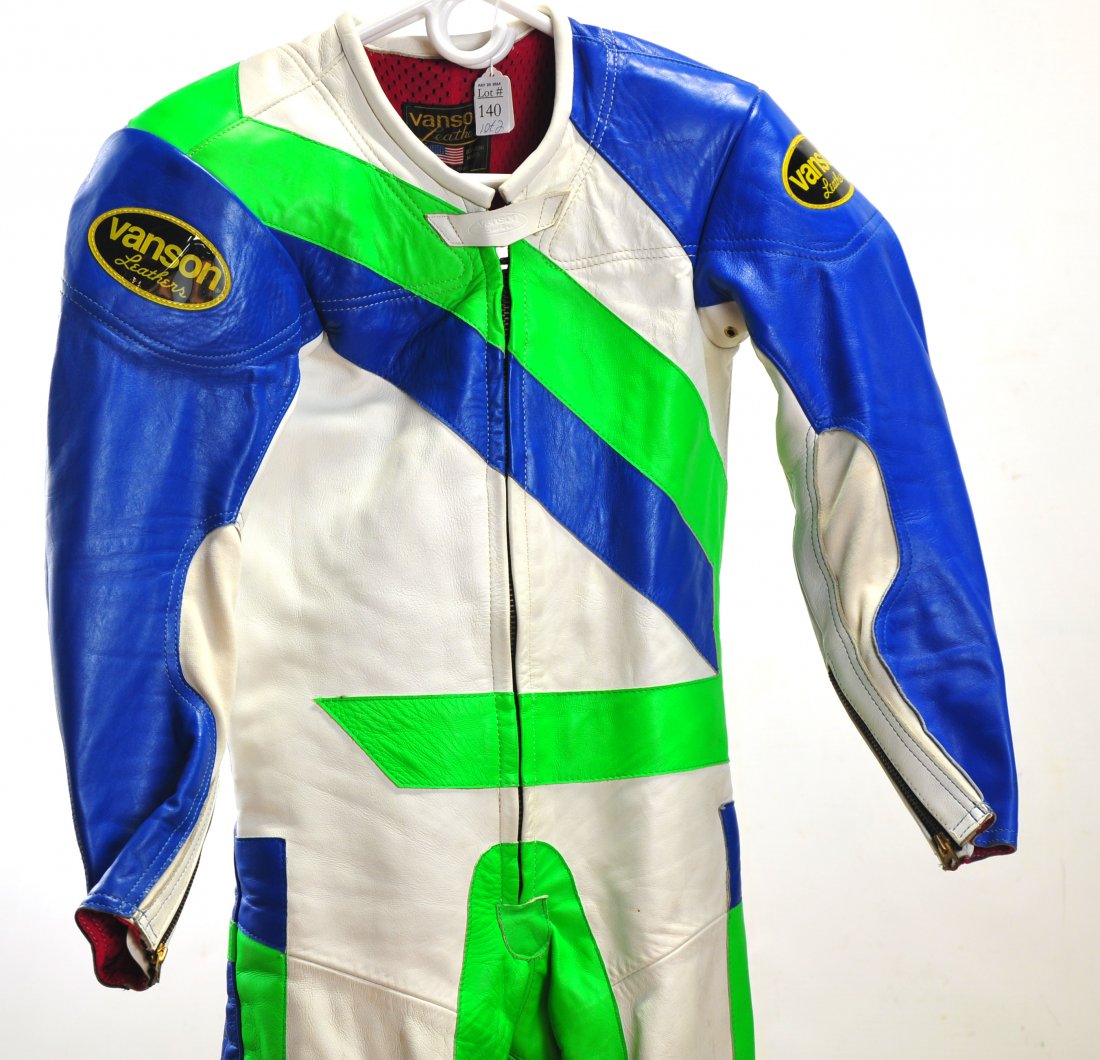 Motor Cycle Racing Suit and Boots: Made by Vanson leather with size 11 Alpine Stars Boots