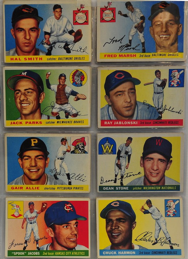 1955 Topps Baseball card collection: of 20 different cards to include: Fred Marsh, Chuck Harmon, Jack Parks, Gair Allie, Hal Smith and more.