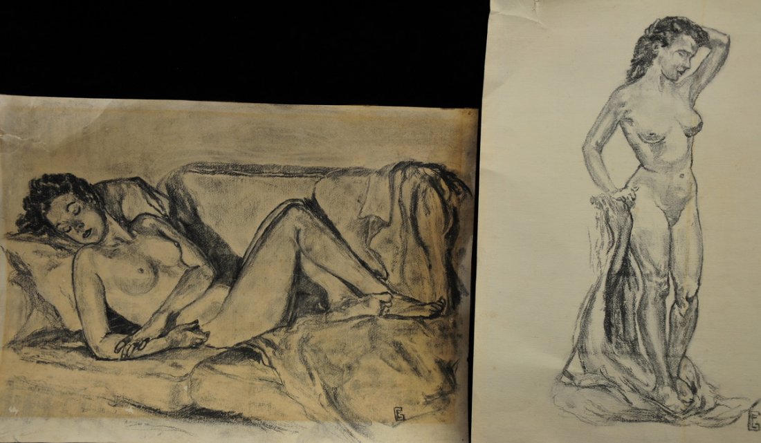 Collection of Ephemera: Including Charcoal Drawings, Lyman Maine Map and more