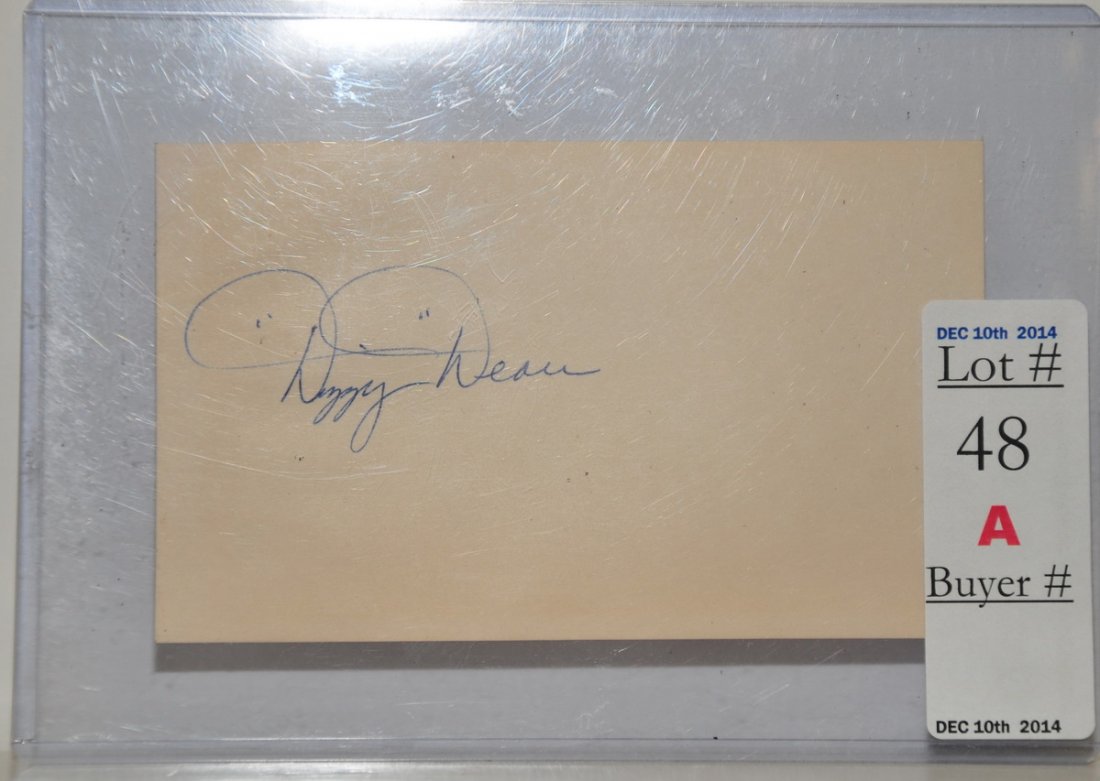 Dizzy Dean Signed Index Card: Dizzy Dean Signed Index Card