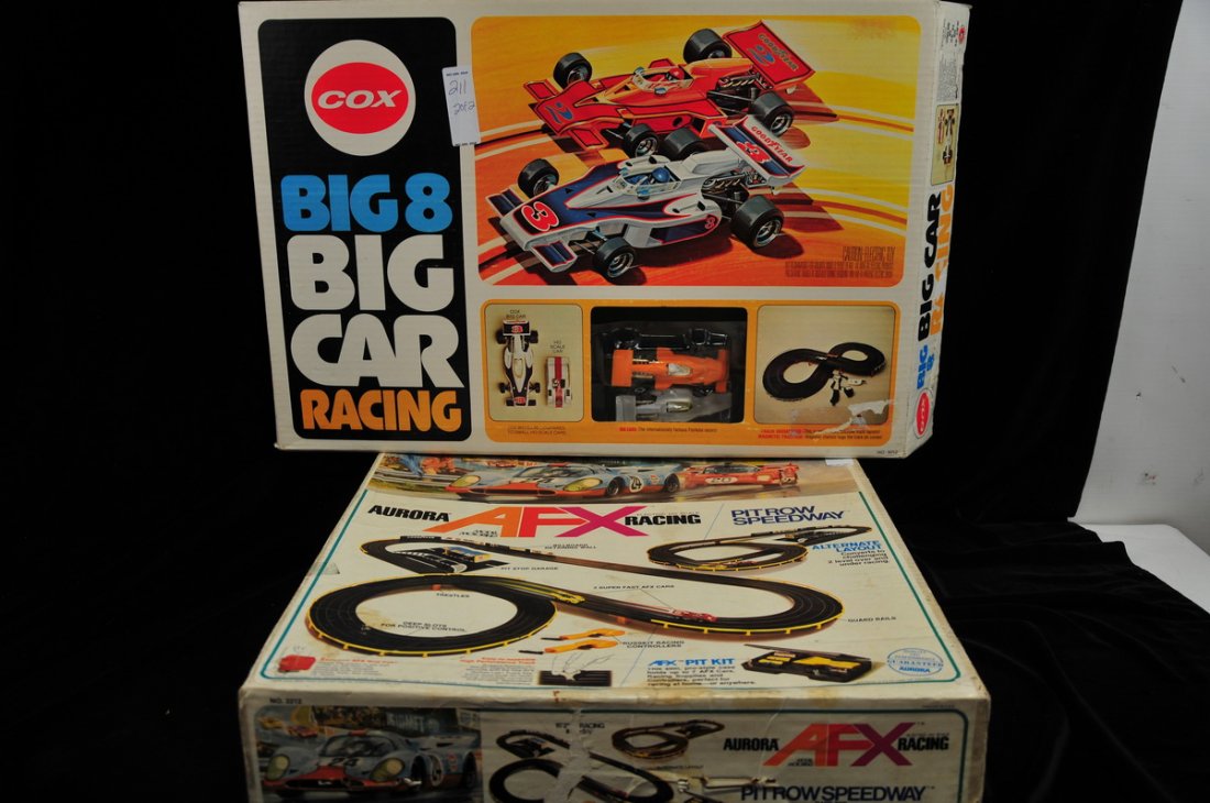 Two Racing Sets in Original Boxes: Aurora Set and Cox set