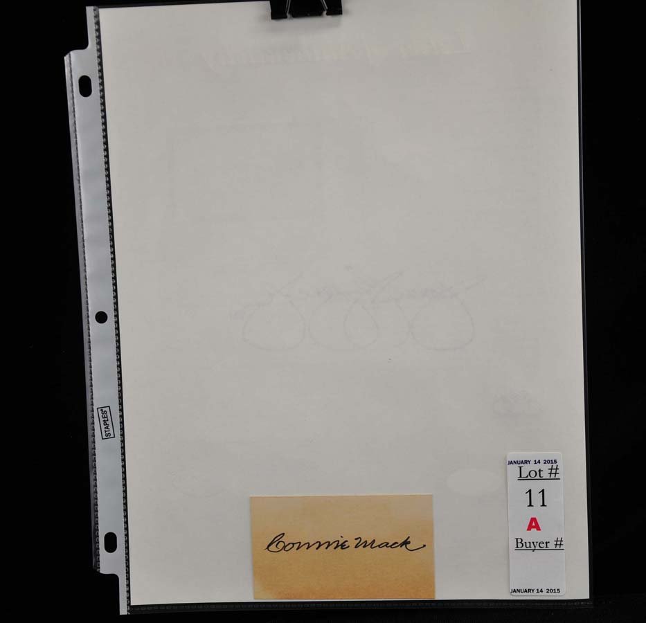 Connie Mack Signed Index Card: With JSA LOA