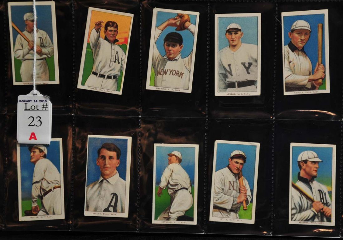 10 Raw T206 Cards EPDG backs: Old Ring, Thomas, Manning, Herzog, Nichols, Wiltse, Krause, Seymore, Doyle and Murphy