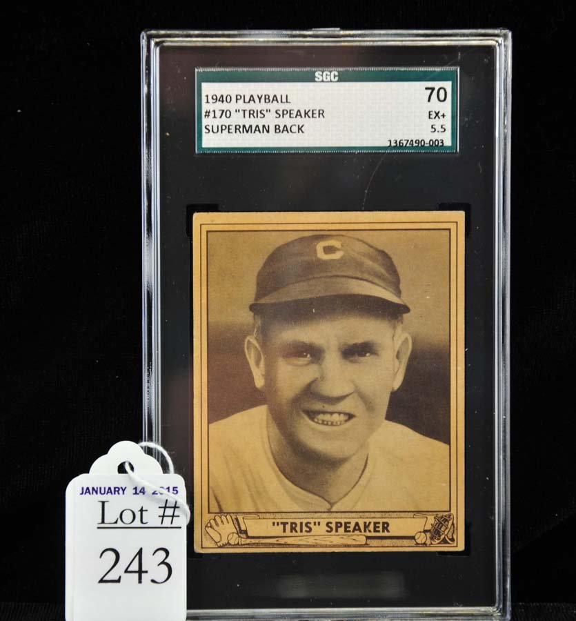1940 Playball Tris Speaker SGC 70 EX+5.5: 1940 Playball Tris Speaker SGC 70 EX+5.5