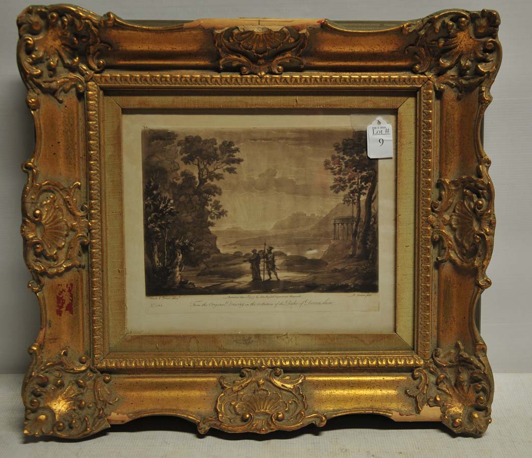 Engraving by Claude Le Lorraine delin: From the Original Drawing in the Collection of The Duke of Devonshire Published by John Boydell March 1, 1777 engraver in Cheapside 18 x 20"
