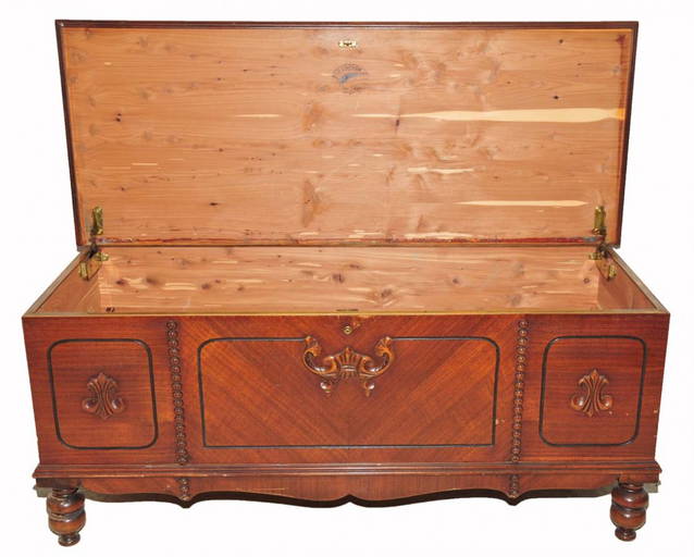 Lift Top Cedar Chest On Bun Feet, Signed