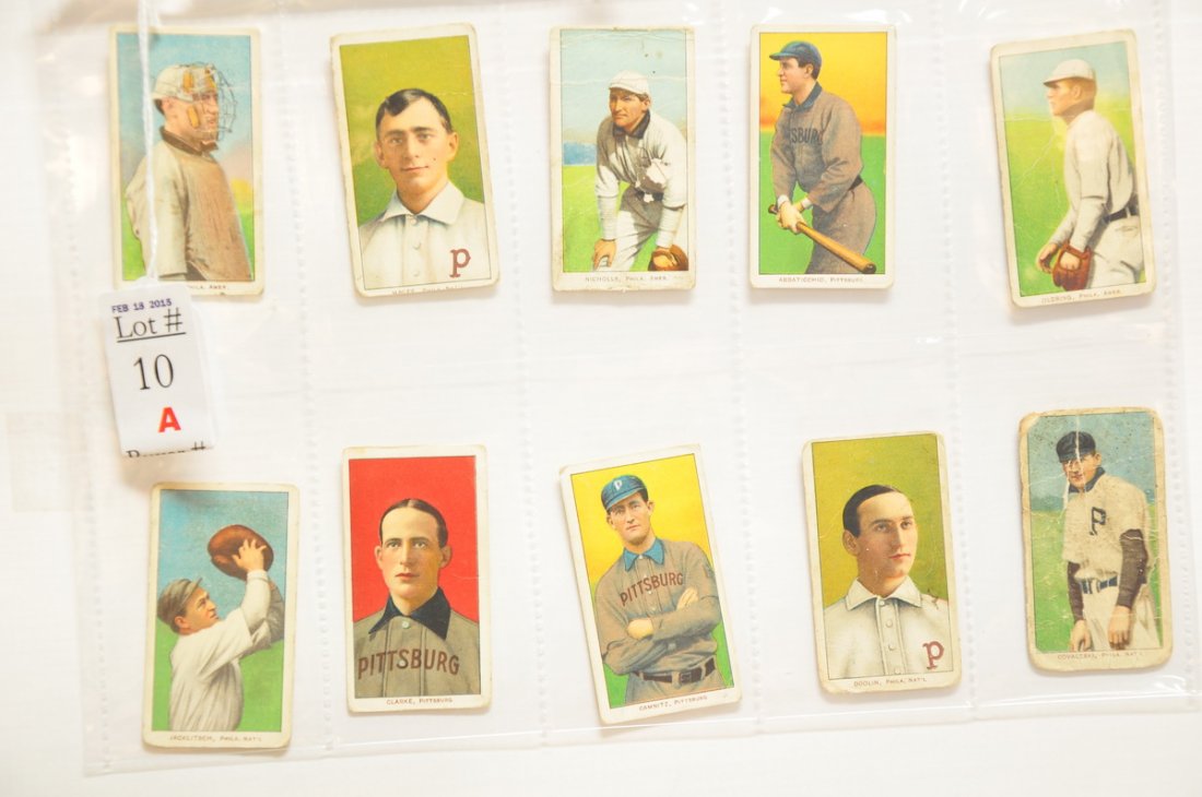 10 Raw T206 Cards with Sweet Caporal Backs: Players are Powell, Magee, Nicholls, Abbaticchio, Oldring, Jacklitsch, Clarke, Camnitz, Doolin and Covaleski series 150 Subjects.