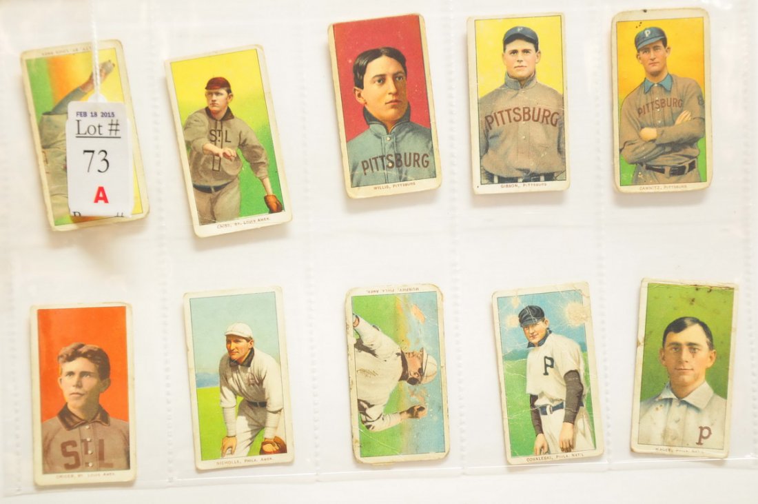 10 Raw T206 cards with Sweet Caporal Backs: Players are Pelty, Cribs, Willis, Gibson, Camnitz, Criger, Nicholls, Murphy, Covaleski and Magee series 150 subjects.