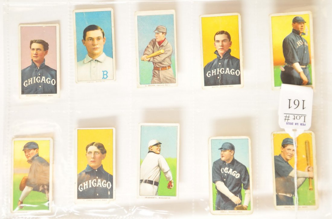 10 Raw T206 cards With EPDG/Sweet Caporal backs: Players are Dougherty, Jordan, Brown, White, Smith, Donohue, Jones, Delehanty, Isbell and Hahn....Delehanty is EPDG Back the rest are series 150