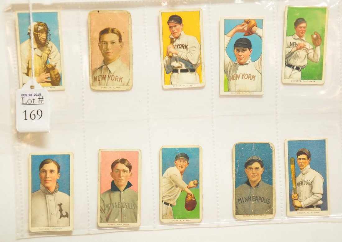 10 Raw T206 cards With Sweet Caporal Backs: Players are Kleinow, Chase, Warhop, Manning, LaPorte, Thielman, Downe, Chase Throwing, Quillen and Knight all are 350 series subjects