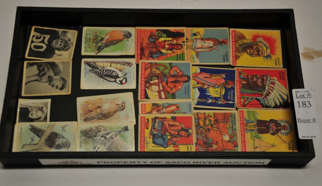 Collection of Sports and Non Sports Cards: 10 Indian Chewing Gum cards, Birds and 2 1948 Bowman Football
