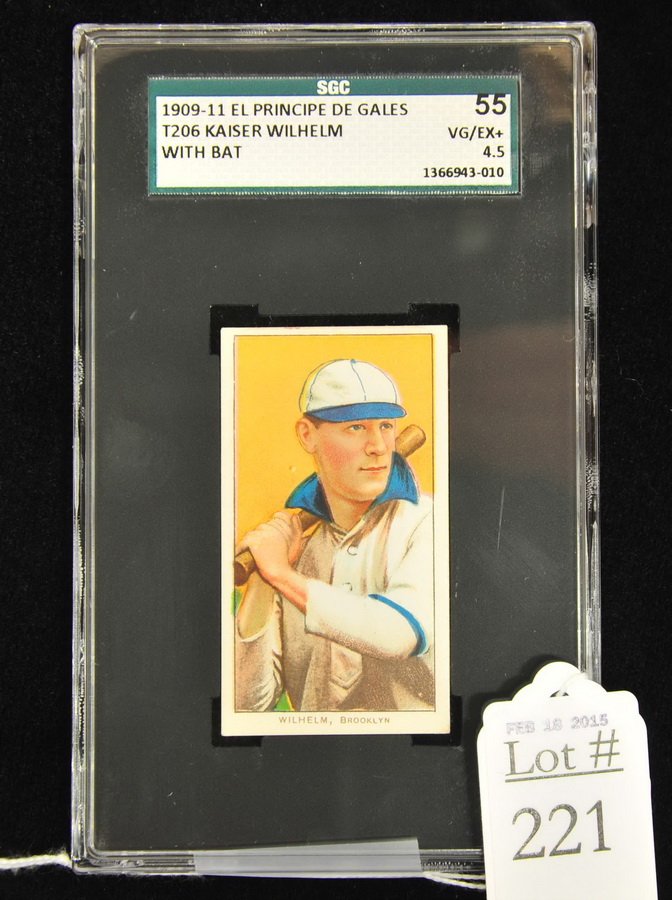 1909-11 T206 Kaiser Wilhelm with Bat: EPDG Back SGC graded 55 VG/EX+ 4.5