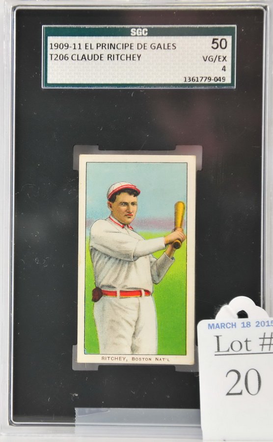 1909-11 T206 Claude Ritchey: EPDG Back SGC Graded 50 VG/EX 4