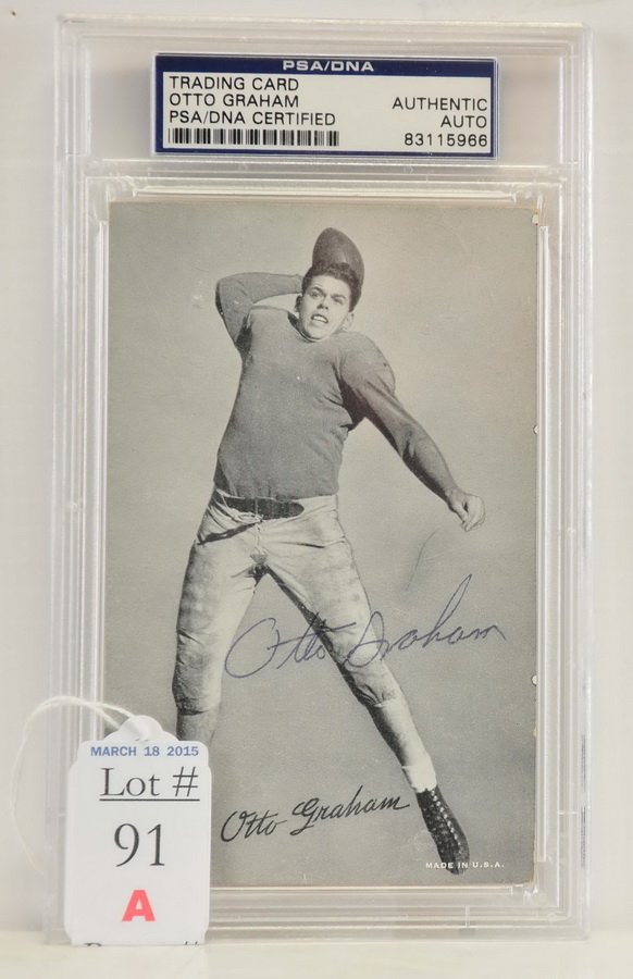 Otto Graham Autographed Exhibit Card PSA COA: Otto Graham Autographed Exhibit Card PSA COA