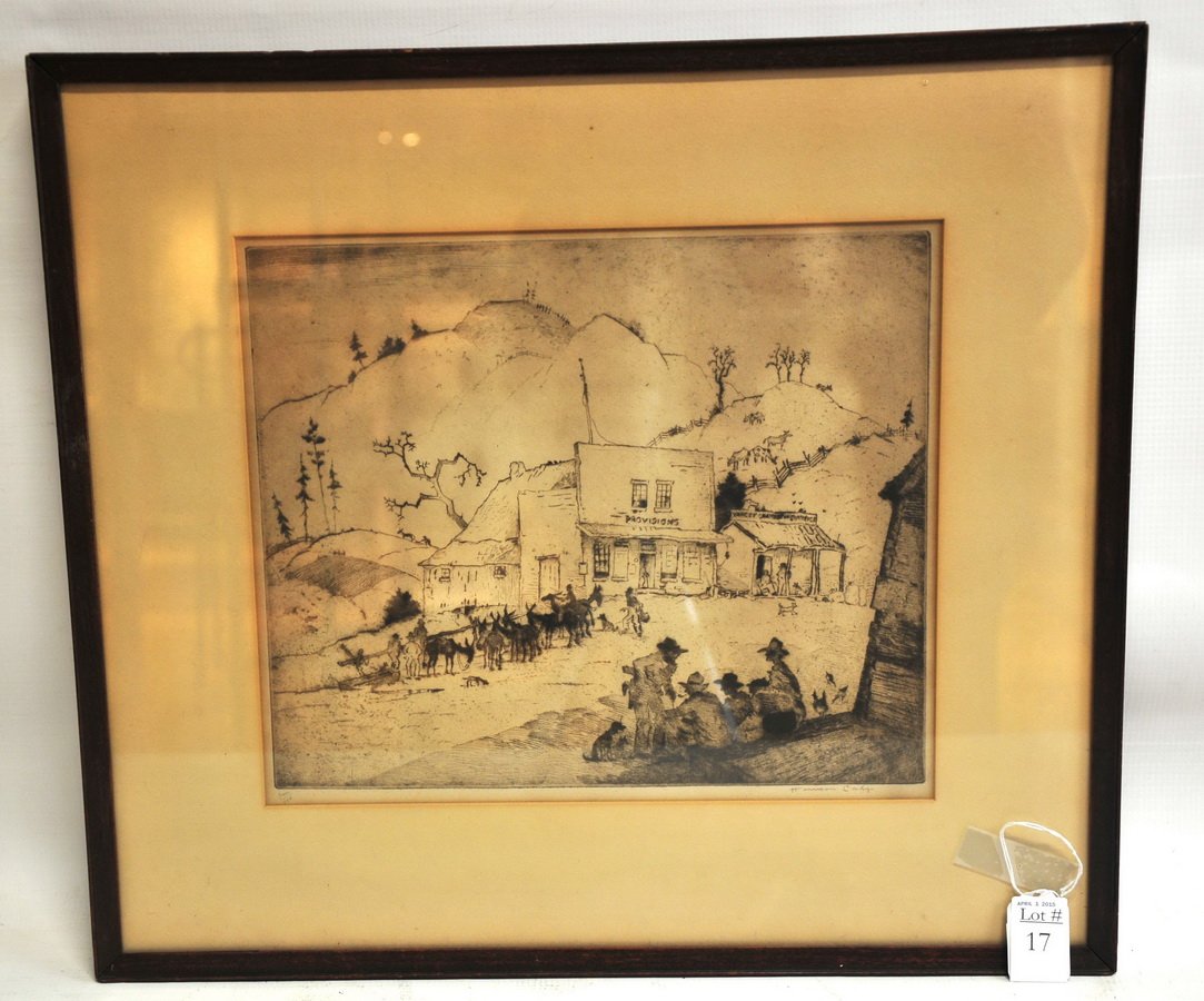 Harrison Cady Signed Etching: Signed in the margin measures 12x10