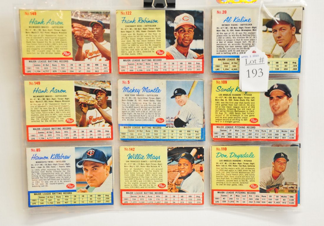 14 1962 Post Cereal Star Cards: 14 1962 Post Cereal Star Cards