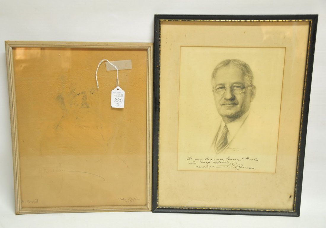 Collection of 8 Drawing by Ivan Opffer: Depicting prominent figures of the time including Bernard Shaw and more